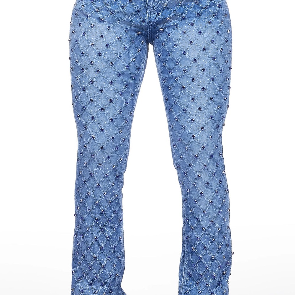 Embellished Blue Women's Flare Jeans